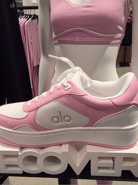 ALO Yoga Pink and White Platform Sneakers